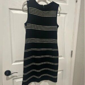 St. John Collection Dress, Black & White Sleeveless Size 8 Designer Dress